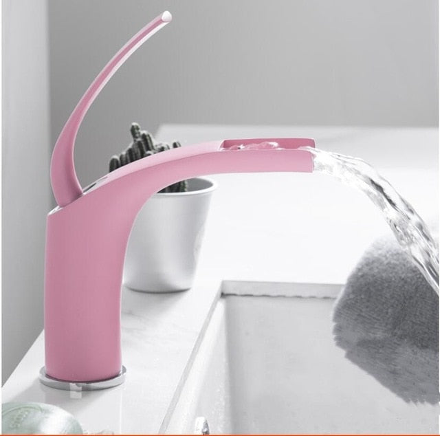 Pink Color Single Hole Bathroom Lavatory Faucet