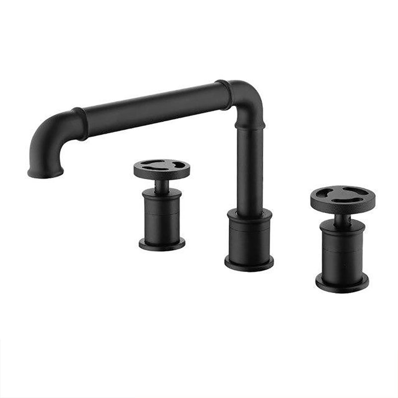 Matte Black - Polished Gold 8" Inch wide spread Industrial Victorian Bathroom Faucet