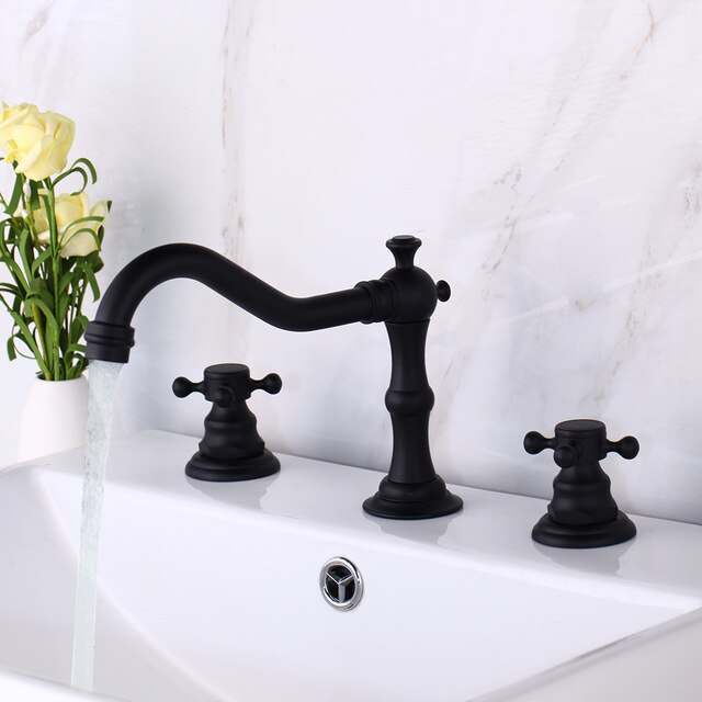 Gold Antique Victoria Style 8" Inch Wide Spread Lavatory Faucet