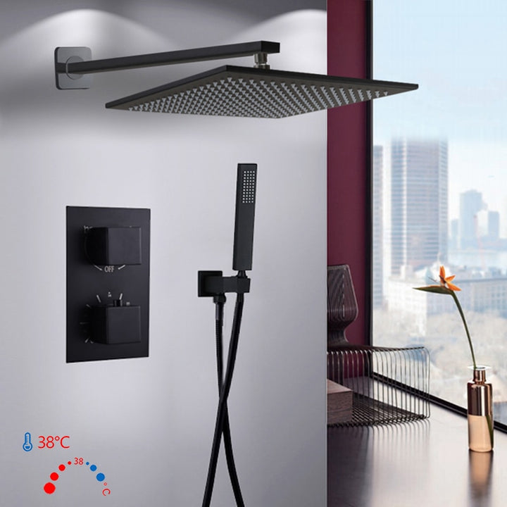 CSA certified- Black square Square 2 Way Thermostatic Shower Kit