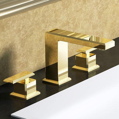 Gold polished PVD New 8" inch wide spread bathroom faucet