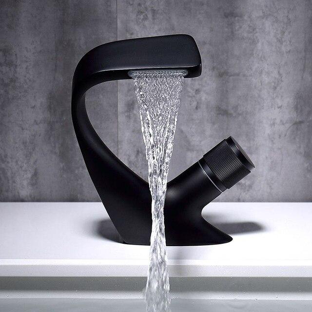 Black Waterfall modern euro design single hole faucet