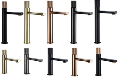 Black-Brushed Rose gold - Two Tone Tall Vessel Basin Lavatory Bathroom Faucet