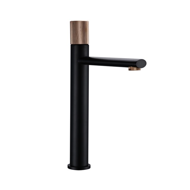 Black-Brushed Rose gold - Two Tone Tall Vessel Basin Lavatory Bathroom Faucet