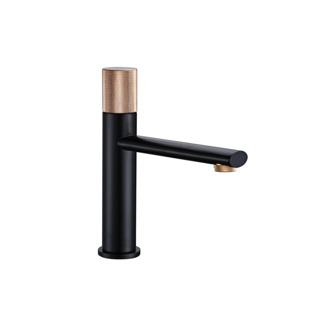 Black-Brushed Rose gold - Two Tone Tall Vessel Basin Lavatory Bathroom Faucet