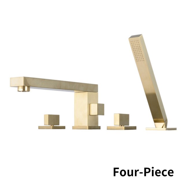 Brushed gold- Black matte  deck mount bathtub filler faucet kit