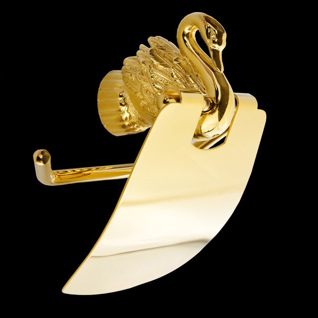 Gold Polished Brass Swan Bathroom Accessories