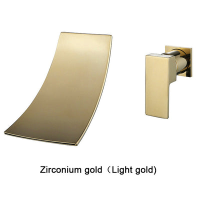 Brushed Gold & Black Waterfall Wall Mounted Faucet