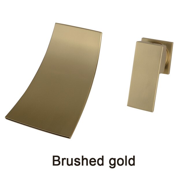 Brushed Gold & Black Waterfall Wall Mounted Faucet