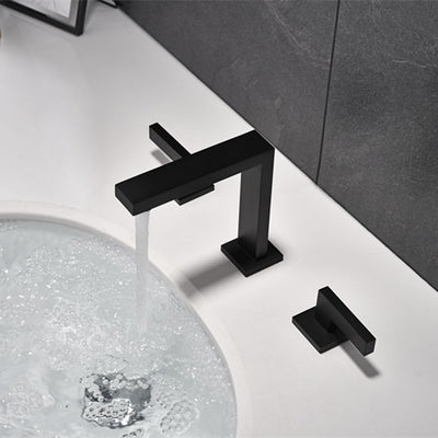 Black- Brushed Gold 8 Inch wide spread bathroom faucet