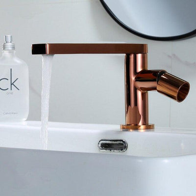 White-Black- Rose Gold Tall Vessel Basin Lavatory Faucet