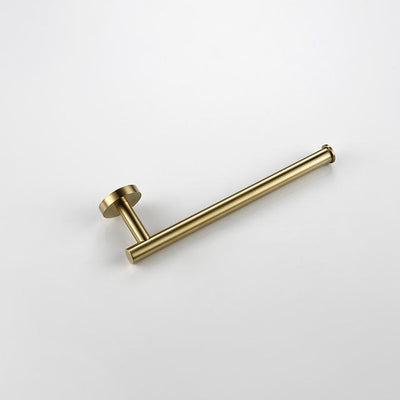 Brushed Gold Stainless Steel Round Wall Mounted Hand Towel Bar-Paper Holder Robe Towel Hooks Bathroom Accessories Kit
