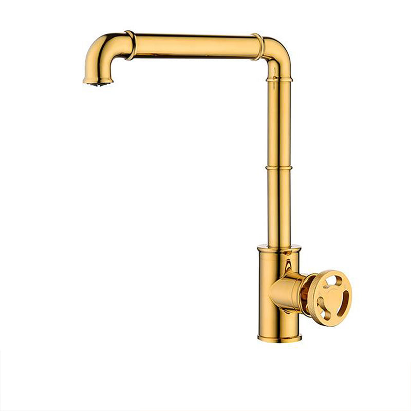 Gold New Euro Industrial Design Kitchen Faucet With Single Wheel Handle