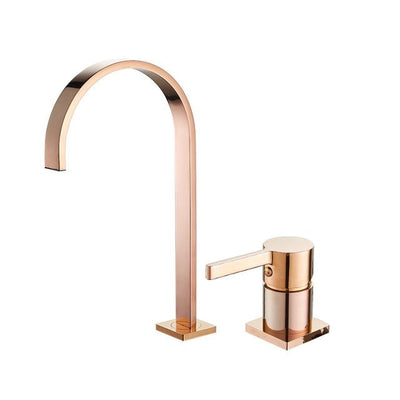 Rose Gold Tall Vessel 2 Pieces Faucet  360 rotating widespread basin Tap