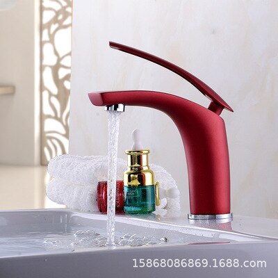 Red-white-black-chorme Tall and short single hole bathroom faucet