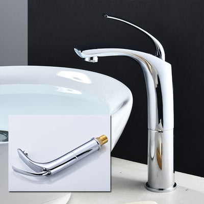 Red-white-black-chorme Tall and short single hole bathroom faucet