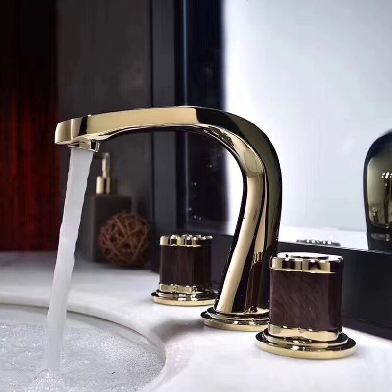 Waldorf-Gold Two Tone  8 Inch Wide Spread Bathroom Faucet