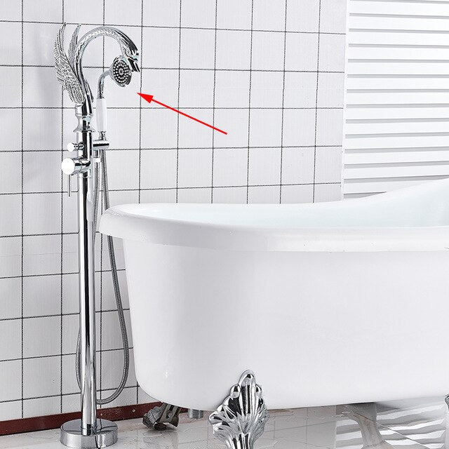 Swan Black-Chrome- Brushed Nickel Floor Freestanding Bathtub Filler