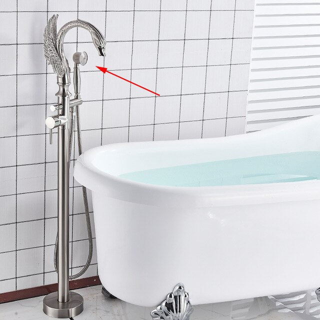 Swan Black-Chrome- Brushed Nickel Floor Freestanding Bathtub Filler