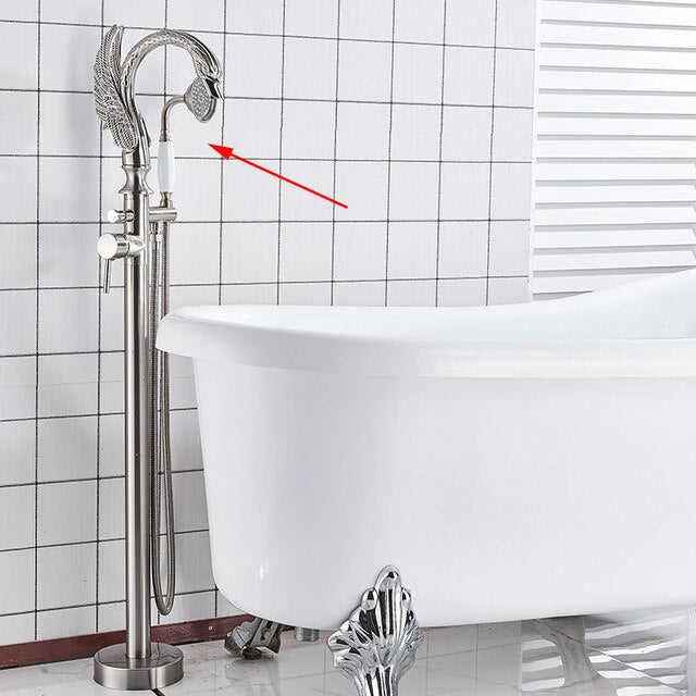 Swan Black-Chrome- Brushed Nickel Floor Freestanding Bathtub Filler