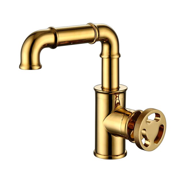 Gold & Black Modern Industrial Tall and Short Bathroom Faucet