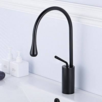 Tear drop-Tall Black- Brushed gold -White Tall Vessel and short vessel faucet