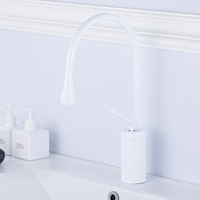 Tear drop-Tall Black- Brushed gold -White Tall Vessel and short vessel faucet