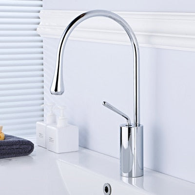 Tear drop-Tall Black- Brushed gold -White Tall Vessel and short vessel faucet