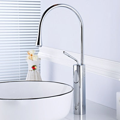 Tear drop-Tall Black- Brushed gold -White Tall Vessel and short vessel faucet