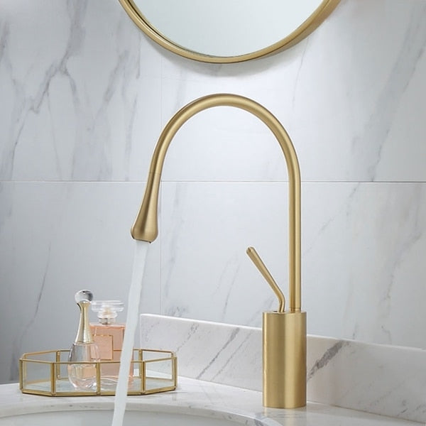 Tear drop-Tall Black- Brushed gold -White Tall Vessel and short vessel faucet