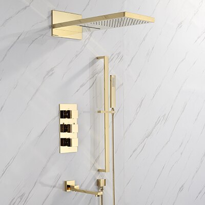 CSA- Waterfall Square 4 way  Way Thermostatic Waterfall Rain Head Shower Kit