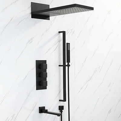 CSA- Waterfall Square 4 way  Way Thermostatic Waterfall Rain Head Shower Kit