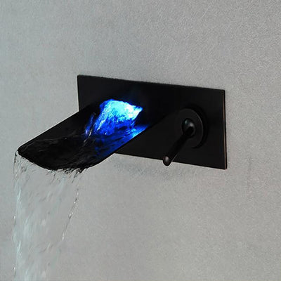 LED Waterfall Wall Mount Bathroom Faucet  Black Finished L1010