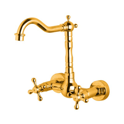 Gold Antique Victoria Style Wall Mounted Bathtub Filler With Swivel Spout
