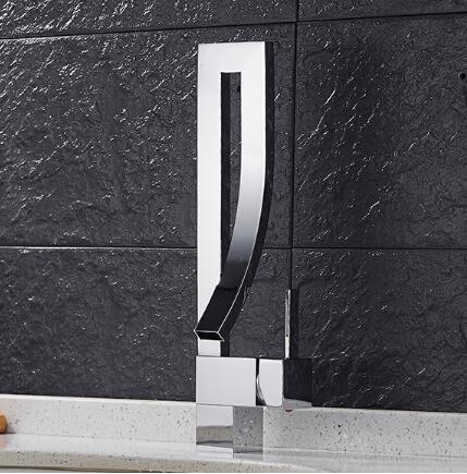 Rose Gold waterfall Single Hole Bathroom Faucet