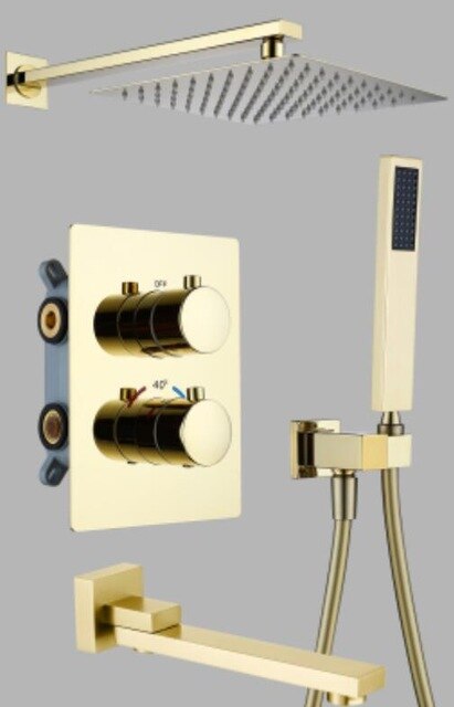 Gold polished - Brushed gold  2 and 3 Way Control Thermostatic Shower Shower Kit