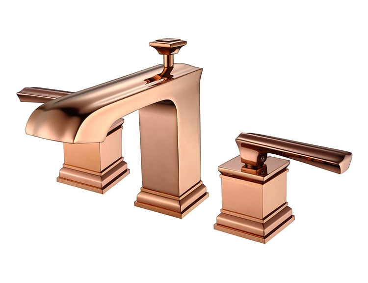 Napoleon-Polished Rose Gold 8" Inch Wide Spread Lavatory Faucet