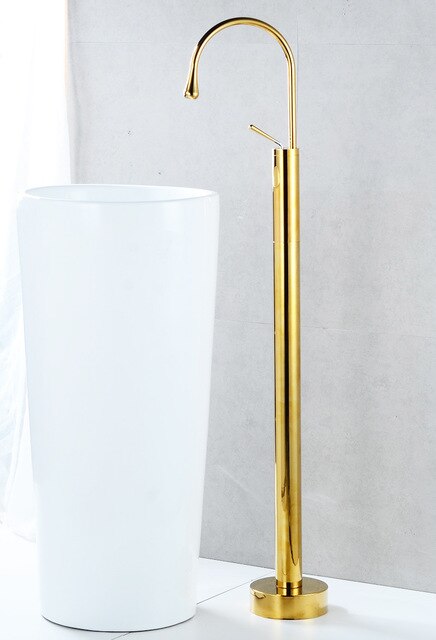White-Black-Chrome- Gold Free Standing Tall Basin Bathroom Faucet