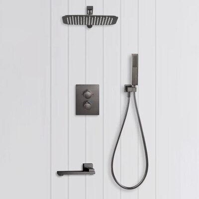 Gun metal  square 2 and 3 way thermostaitc shower kit