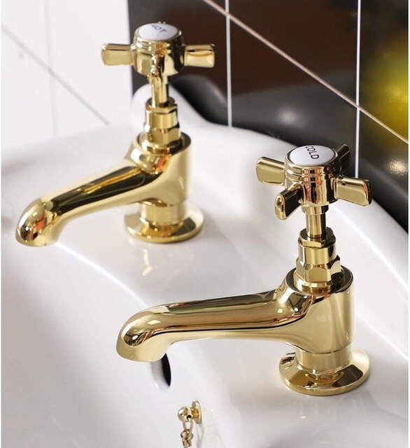 Gold Antique Victoria Style Hot and Cold Separate Bathroom Faucet