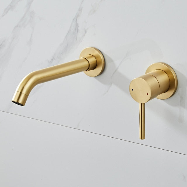 Gold/Black/Chrome/Brushed Gold Single Lever Wall Mount Bathroom Faucet