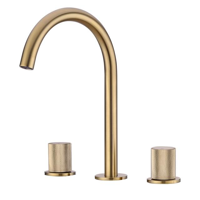 Brushed Gold 8" Inch Wide Spread Bathroom Faucet