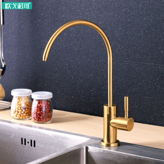 Reverse osmosis cold water filter faucet black, white and brushed gold color