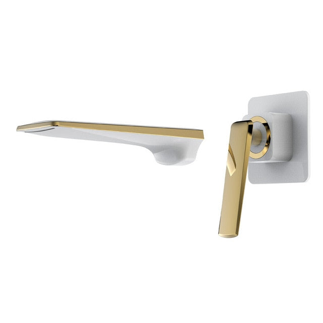 Rose gold with black single lever wall mounted bathroom faucet