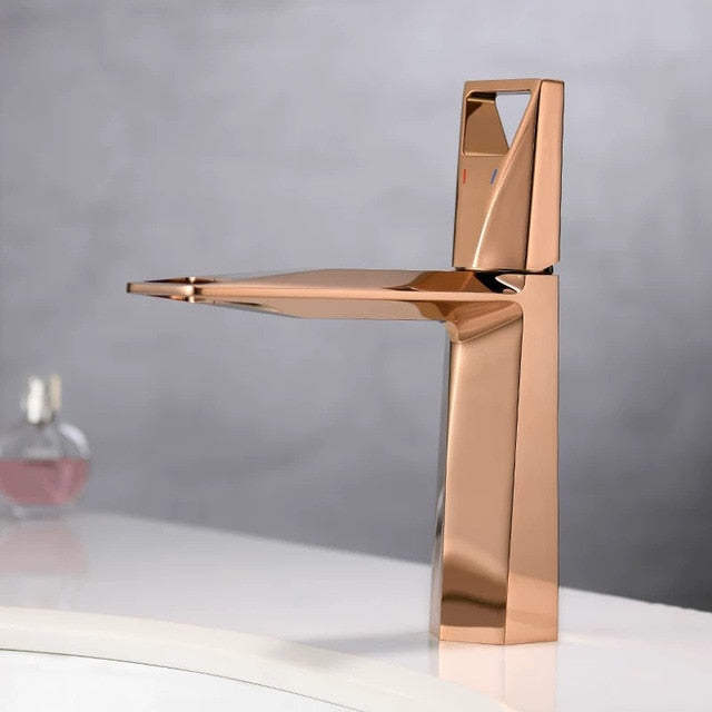 Polished Rose Gold-Matte black-Brushed Gold  Single Hole Bathroom Faucet