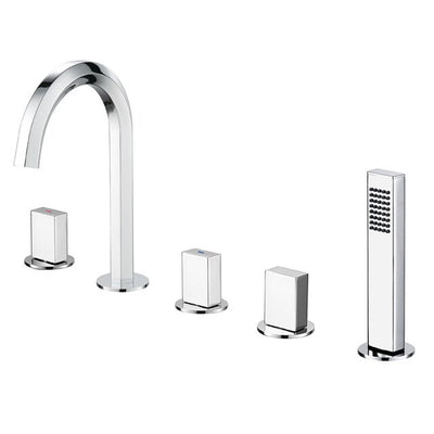 Rose Gold Polished- Gold-Black - Chrome 5 Holes Deck Mount Tub Filler with Hand sprayer kit