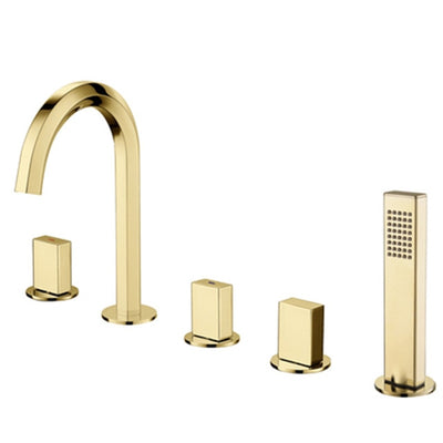 Rose Gold Polished- Gold-Black - Chrome 5 Holes Deck Mount Tub Filler with Hand sprayer kit
