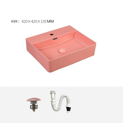 Pink Colours Rectangular Wallhung and Vessel Sink