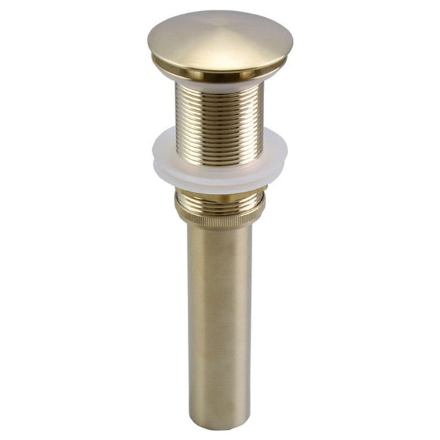 Pop up Drain for Bathroom Sink Vessel Vanity, Brushed Gold Solid Brass Assembly Replacement Kits Stopper, Flip Top, Overflow