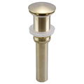 Pop up Drain for Bathroom Sink Vessel Vanity, Brushed Gold Solid Brass Assembly Replacement Kits Stopper, Flip Top, Overflow